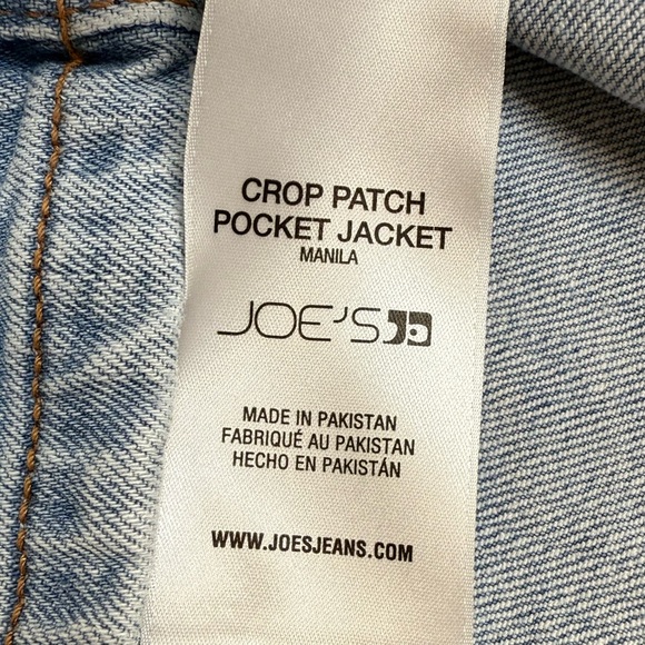Joe's Jeans Women’s Patch Pocket Crop Manila Light Blue Denim Jacket - Sz L, NWT - Picture 11 of 12